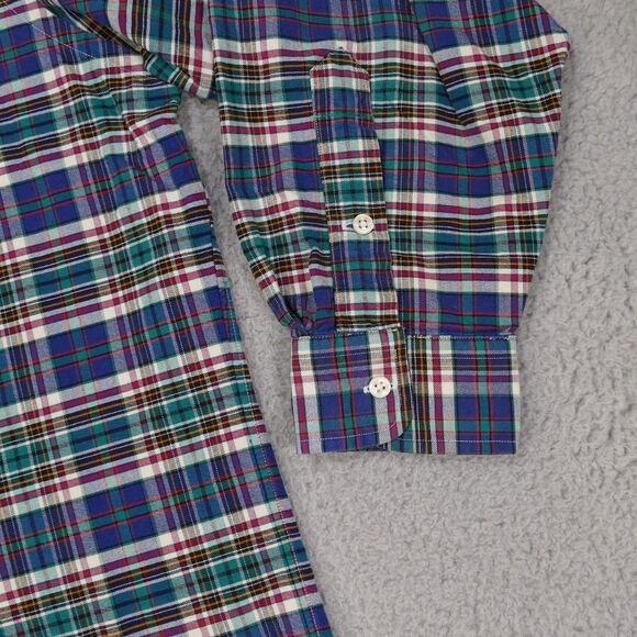 Polo Ralph Lauren Shirt Mens Large Blue Plaid Long Sleeve The Big Shirt Vintage - Picture 4 of 14